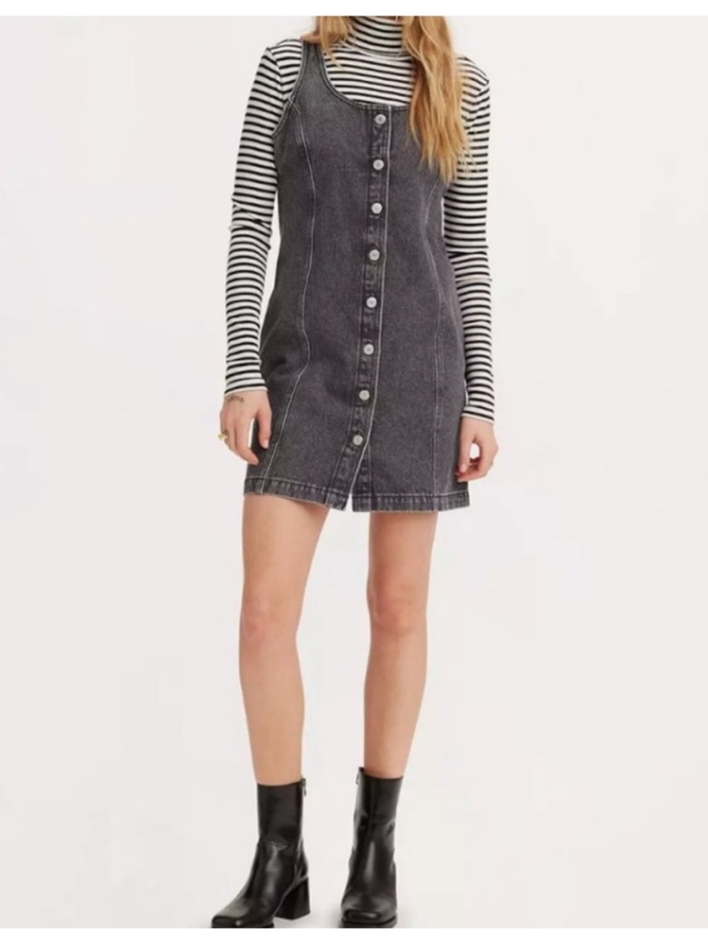 Levi’s Button-Front Black Denim Tank Dress